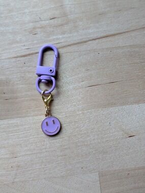Lavender Smiley Face Keychain Charm
